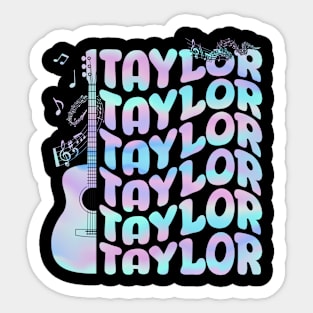 Taylor First Name I Love Taylor Girl Groovy Retro Tie Dye Sticker